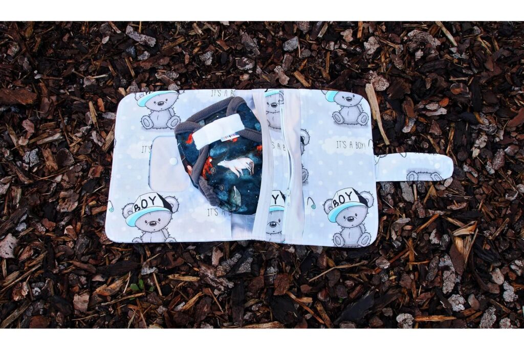 A diaper in a diaper bag